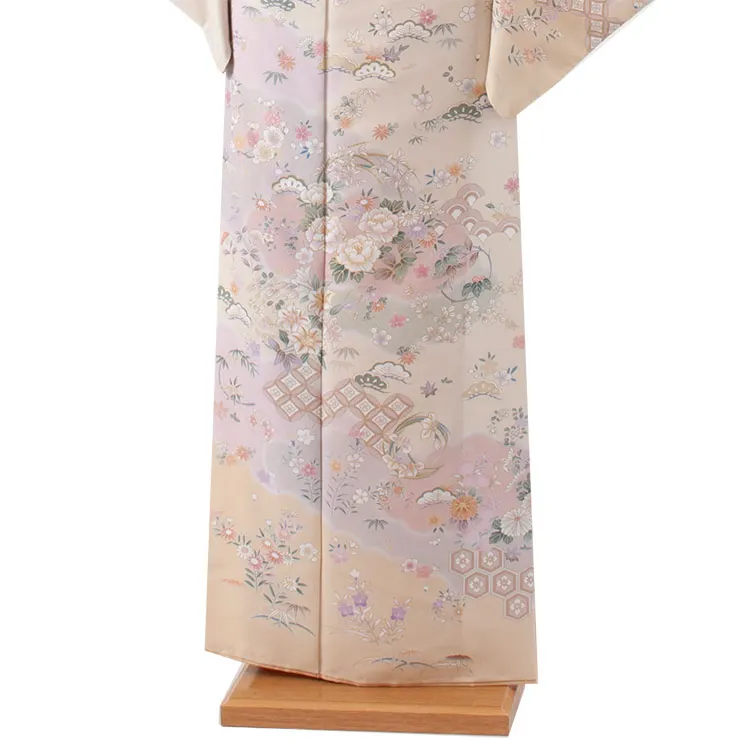 訪問着 ベージュ 四季花 607