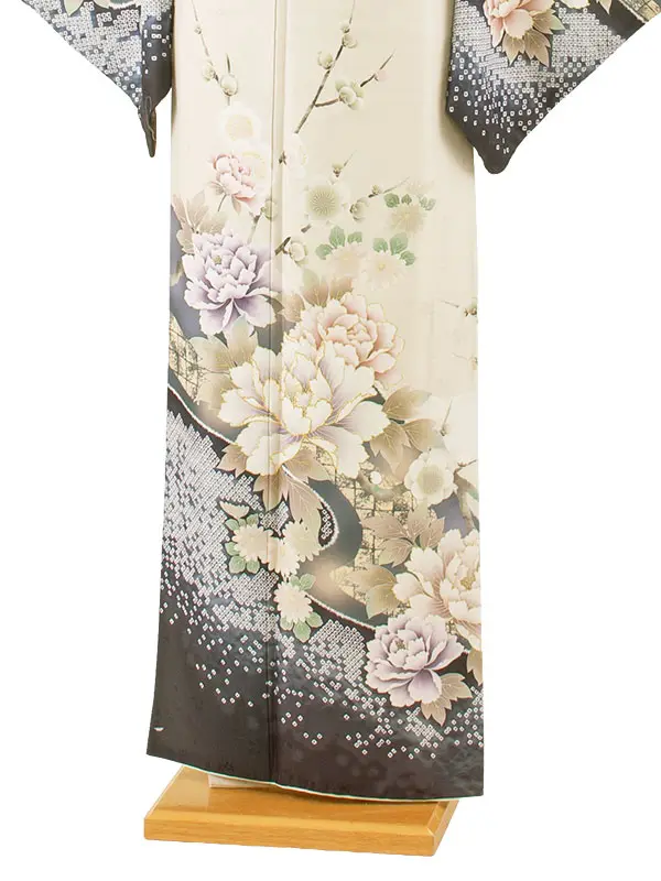 訪問着 エクルベージュ 牡丹 梅 614