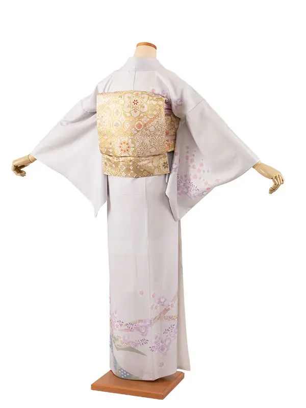 訪問着 薄グレー 桜橘 七宝 619