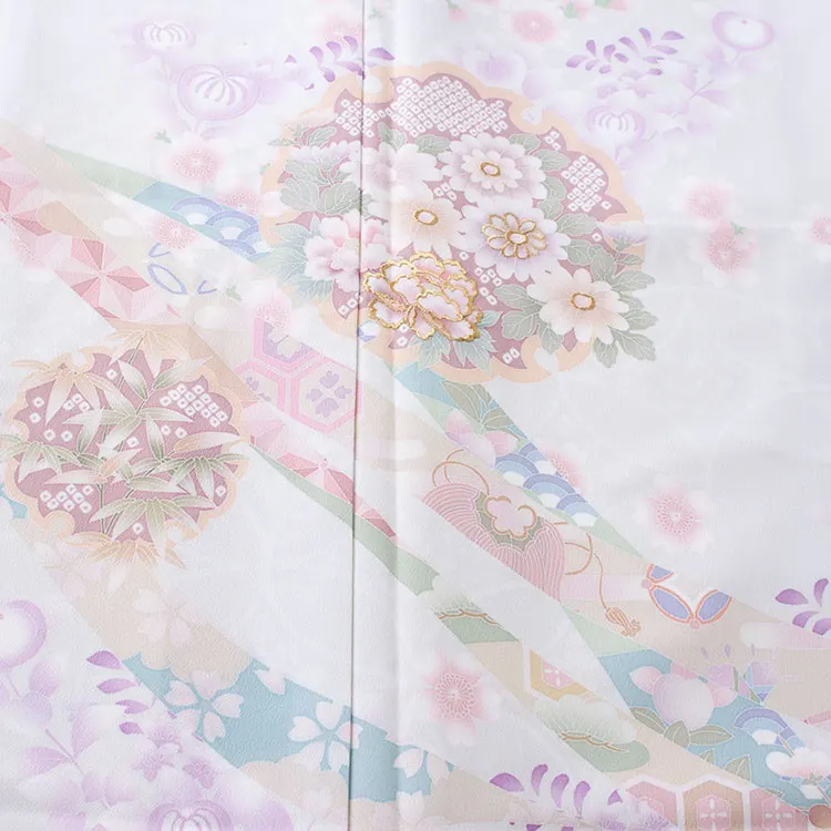 訪問着 薄グレー 桜橘 七宝 619