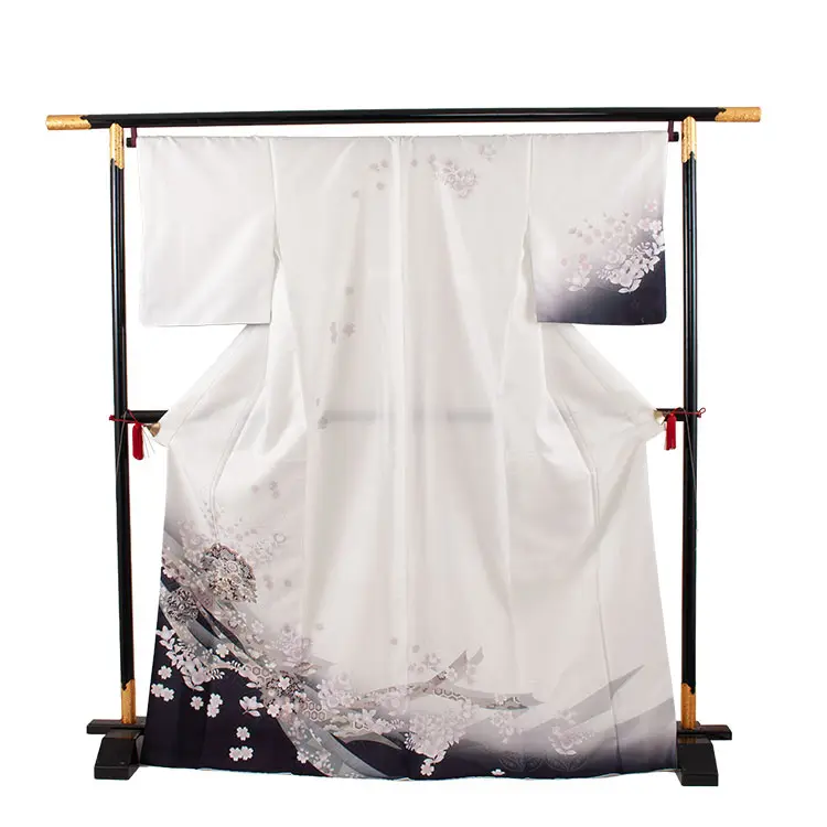 訪問着 白黒ぼかし 桜橘 七宝 620