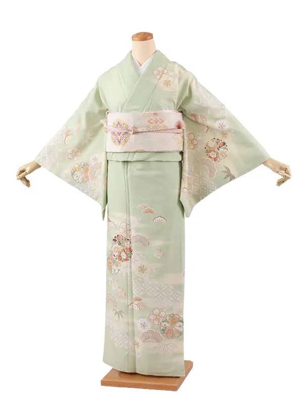 訪問着 JAPAN STYLE 若葉色 松竹梅 625 ジャパンスタイル
