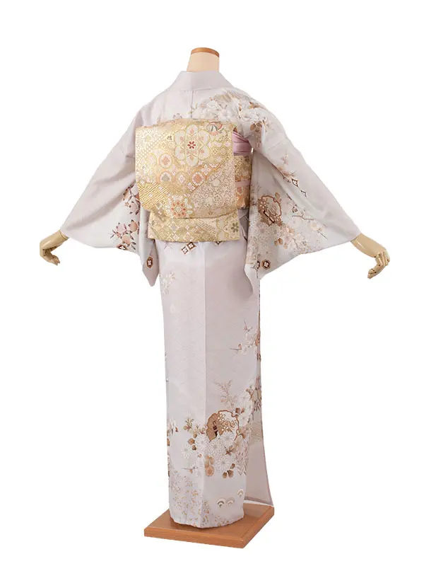 訪問着 単衣 アイスグレー 雪輪  四季の花々 A002