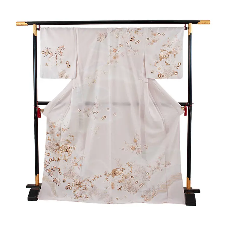 訪問着 単衣 アイスグレー 雪輪  四季の花々 A002