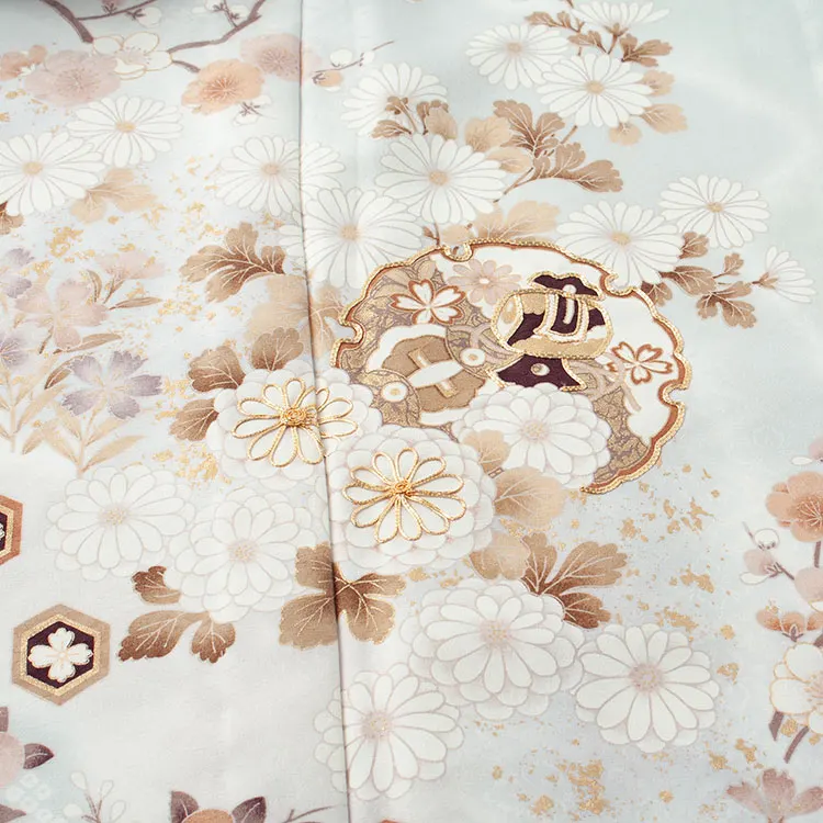 訪問着 単衣 秘色 雪輪 四季の花々 A005