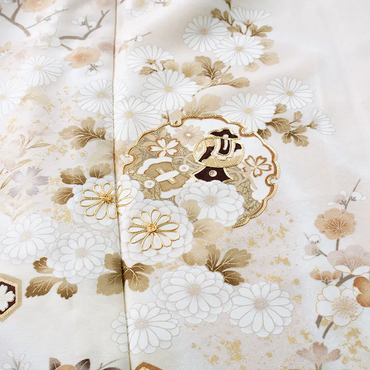 訪問着 単衣 アイボリー 雪輪  四季の花々 A006