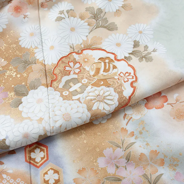 訪問着 単衣 ライトグリーン 雪輪 A007