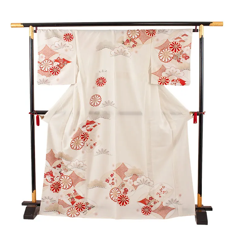 訪問着 単衣 紅一点 アイボリー 七宝に菊 A009 紅一点