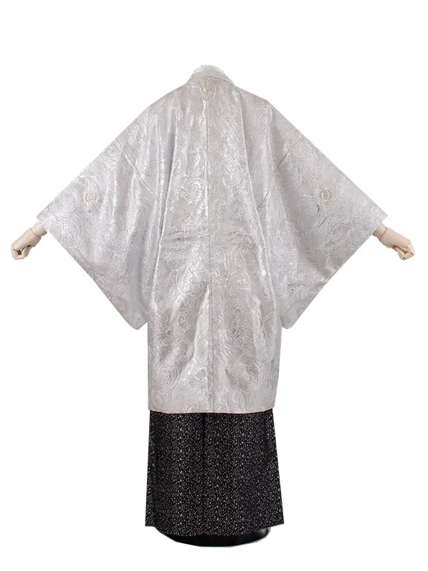 男性用袴 シルバー アンティーク柄 グラデーション袴 /5C24