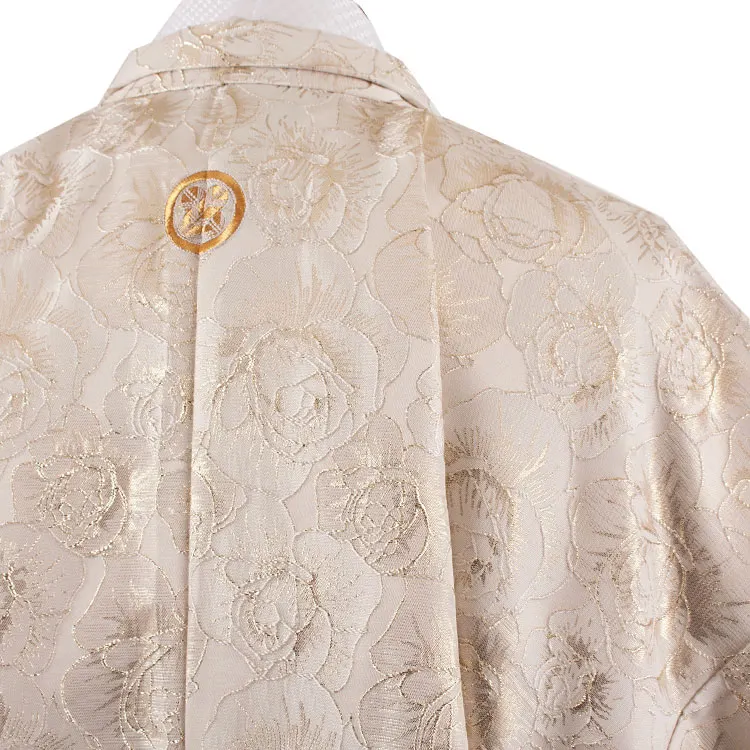 男性用袴 ベージュゴールド 薔薇 ファー付き /5C27