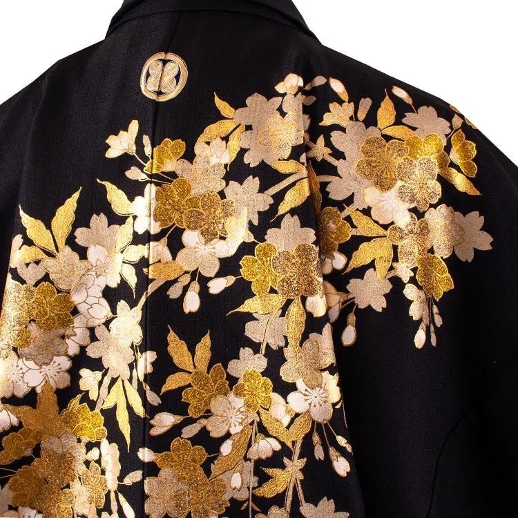 男性用袴 黒地 金彩 桜 /5C33