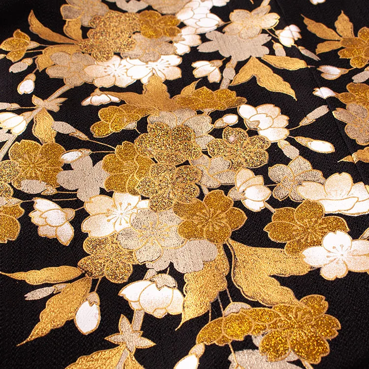 男性用袴 黒地 金彩 桜 /5C33