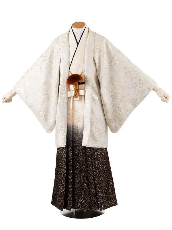 男性用袴 白地 花柄 /5C34