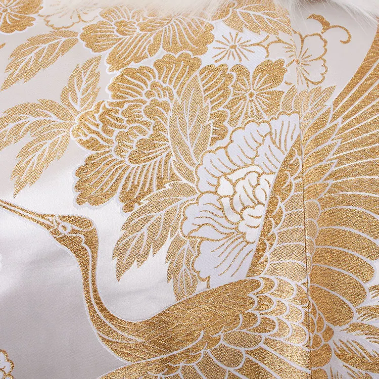 男性用袴 打掛紋付 白地 豪華絢爛 鶴 牡丹 ファー付き /5Z11