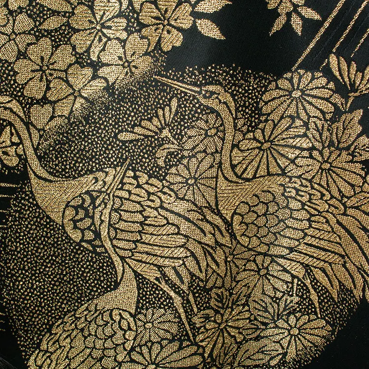 男性用袴 打掛紋付 黒地 豪華絢爛 鶴 ファー付き /5Z12