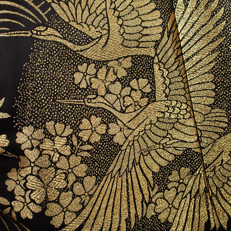 男性用袴 打掛紋付 黒地 豪華絢爛 鶴 ファー付き /5Z12