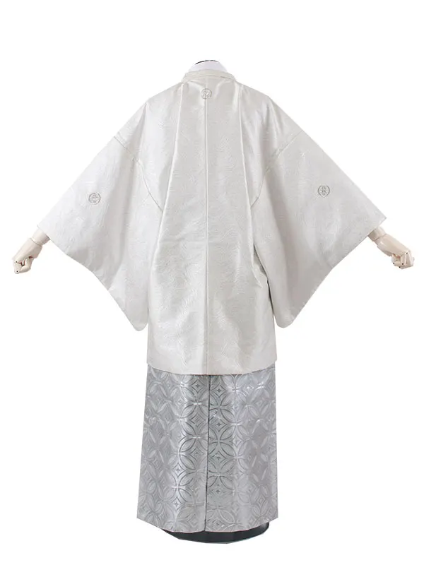 男性用袴 オフホワイト グレー七宝柄袴 /6H16