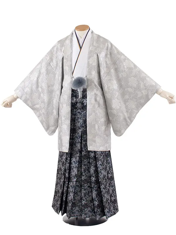 男性用袴 シルバー 花柄 /6H19