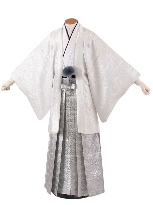 男性用袴 白地 ラメ 七宝柄袴 /6H22