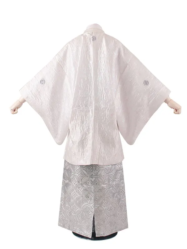 男性用袴 白地 ラメ 七宝柄袴 /6H22