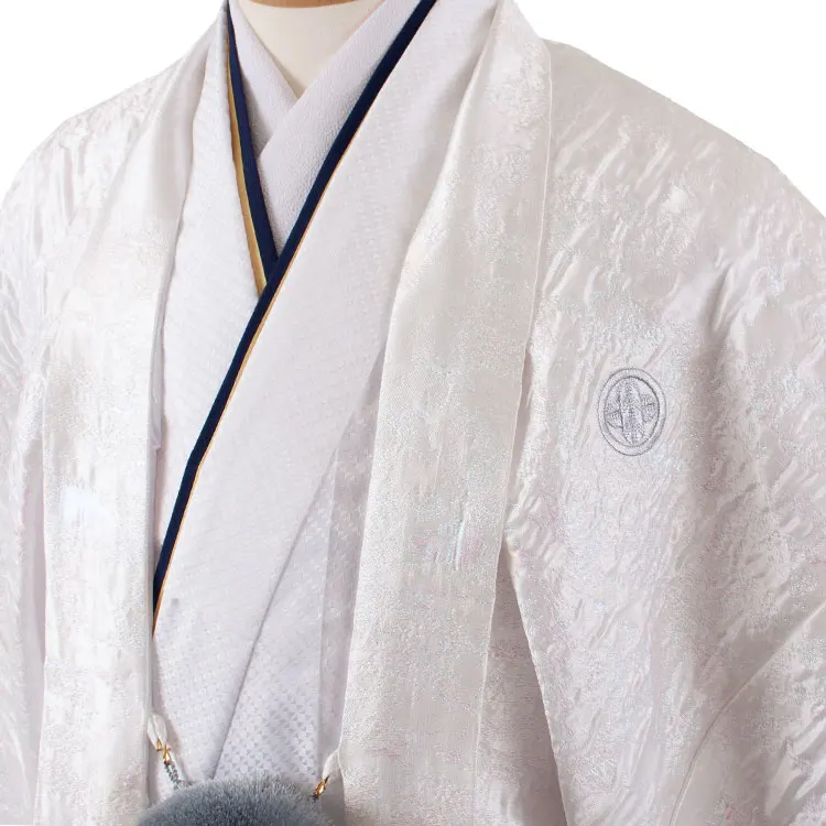 男性用袴 白地 ラメ 七宝柄袴 /6H22