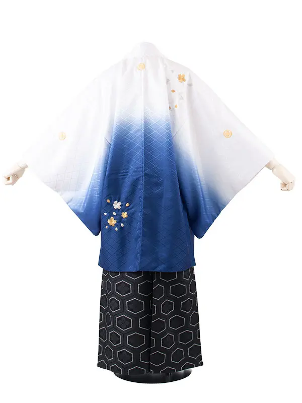 男性用袴 白紺ぼかし 桜刺繍 /6N09