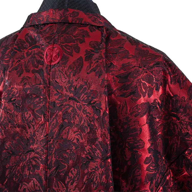 男性用袴 赤地 花柄 ファー付き /6R17