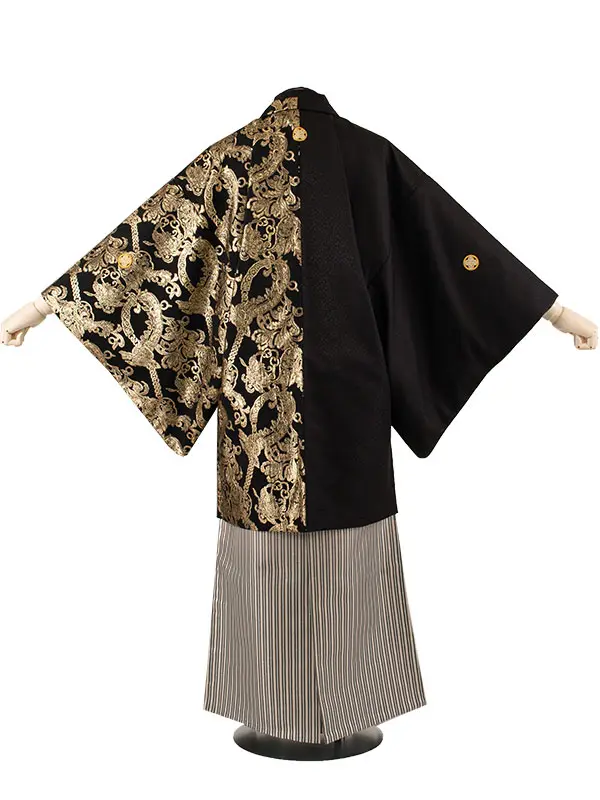 男性用袴 黒地 アンティーク柄 グラデーション袴 /6X54