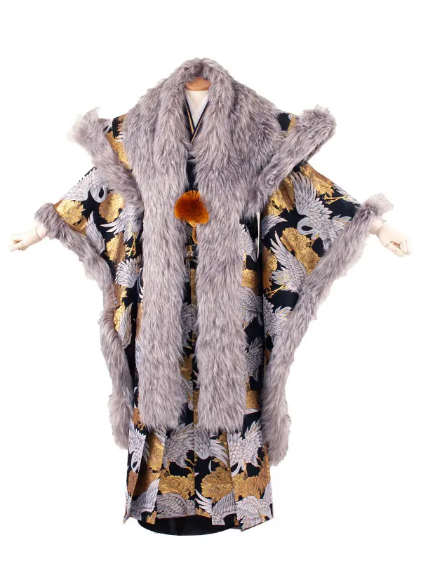 男性用袴 打掛紋付 黒地 豪華絢爛 鶴 牡丹 /6Z31