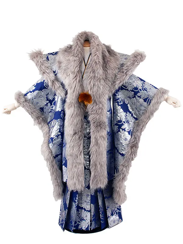 男性用袴 打掛紋付 青地 豪華絢爛 菊 牡丹 /6Z32