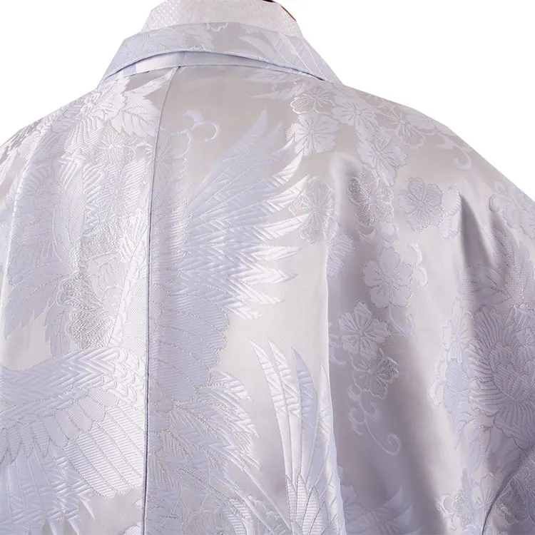 男性用袴 打掛紋付 白シルバー 豪華絢爛 鶴 牡丹 ファー付き /6Z33