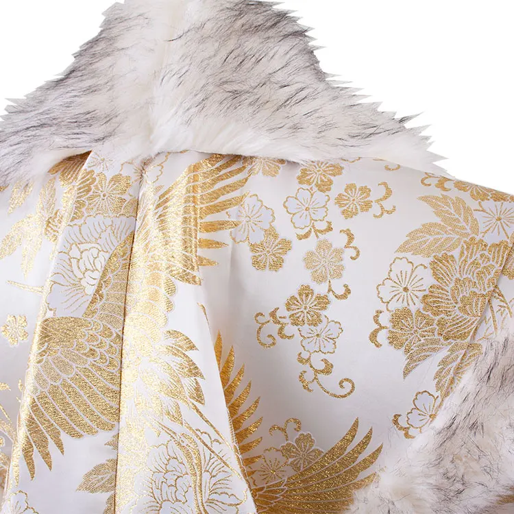 男性用袴 打掛紋付 白地 豪華絢爛 鶴 牡丹 ファー付き /6Z34