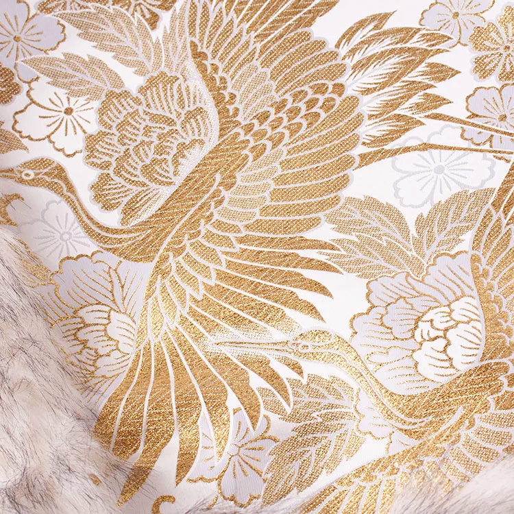 男性用袴 打掛紋付 白地 豪華絢爛 鶴 牡丹 ファー付き /6Z34