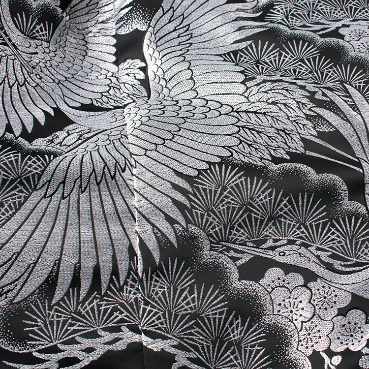 男性用袴 打掛紋付 黒地 豪華絢爛 鶴 ファー付き /6Z36