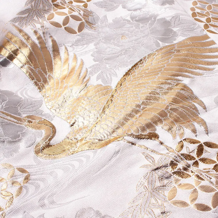 男性用袴 打掛紋付 白地 豪華絢爛 鶴 ファー付き /6Z37