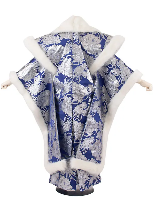 男性用袴 打掛紋付 青地 豪華絢爛 牡丹 ファー付き /6Z38