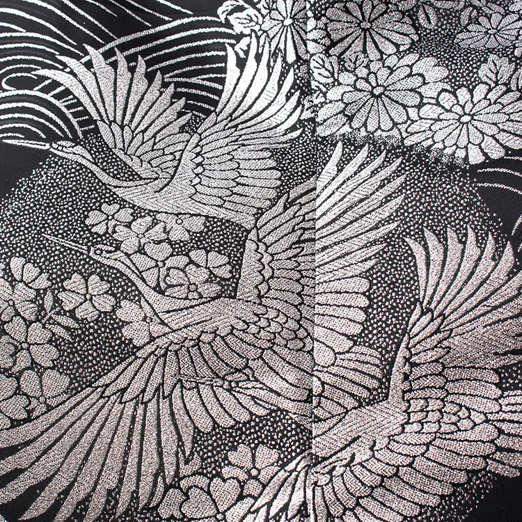 男性用袴 打掛紋付 黒地 豪華絢爛 鶴 ファー付き /6Z40