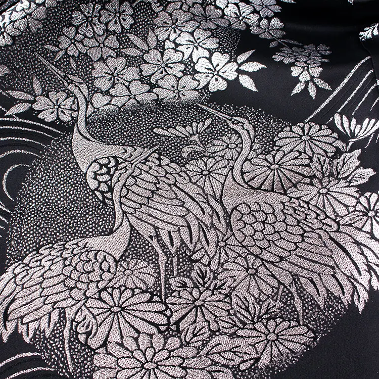 男性用袴 打掛紋付 黒地 豪華絢爛 鶴 ファー付き /6Z40