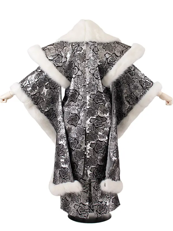 男性用袴 打掛紋付 シルバー 豪華絢爛 薔薇 ファー付き /6Z41