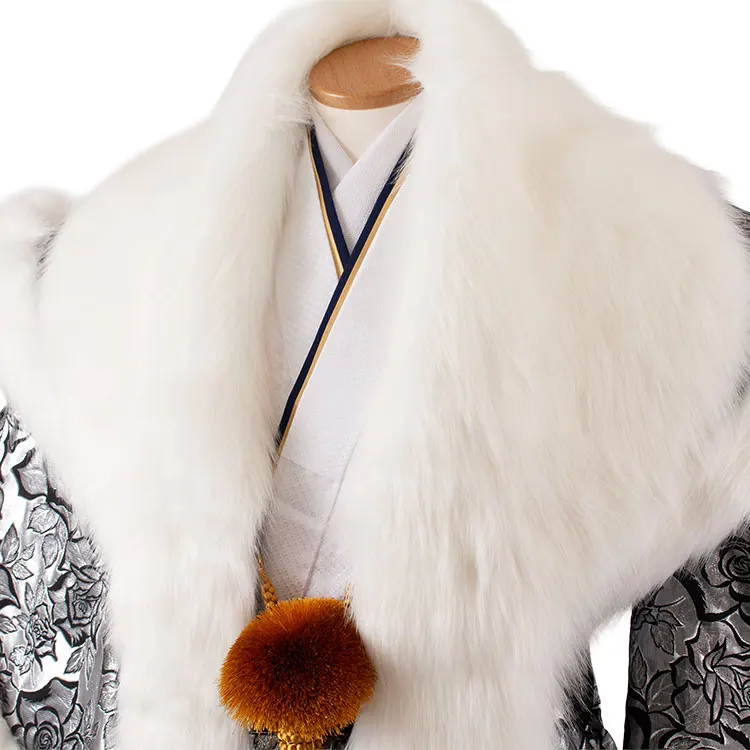 男性用袴 打掛紋付 シルバー 豪華絢爛 薔薇 ファー付き /6Z41