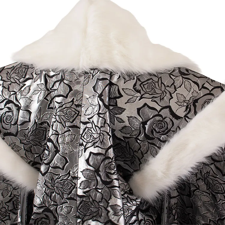 男性用袴 打掛紋付 シルバー 豪華絢爛 薔薇 ファー付き /6Z41