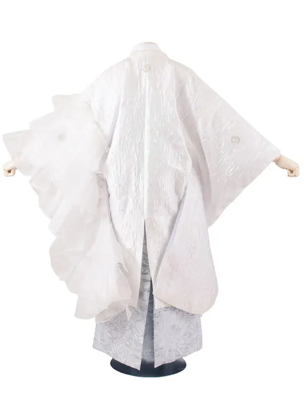 男性用袴 白地 豪華絢爛 フリル ラメ /6Z42