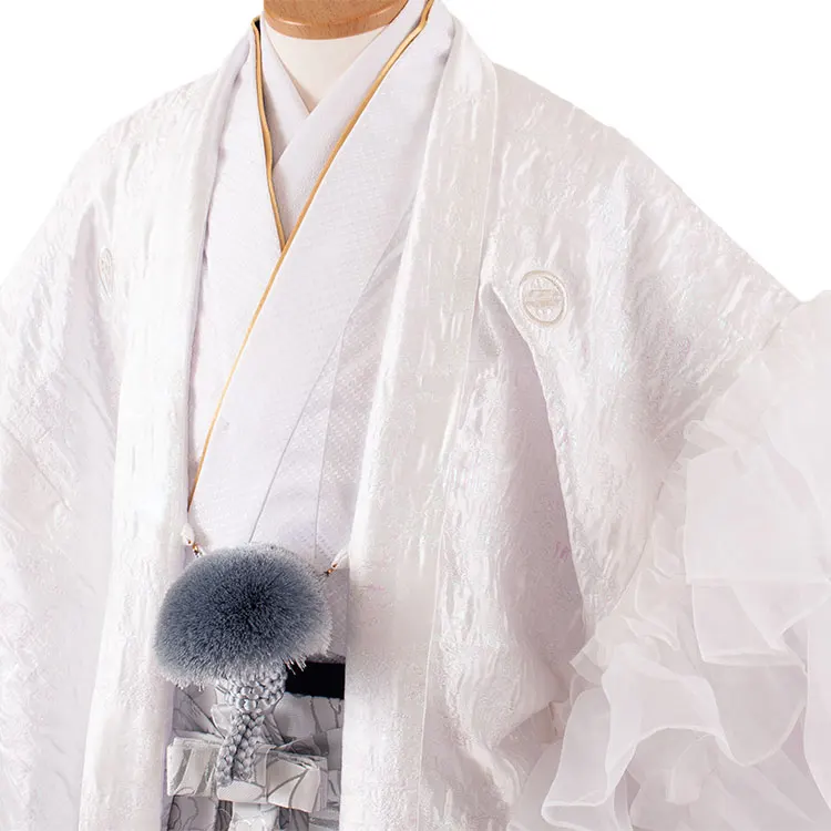 男性用袴 白地 豪華絢爛 フリル ラメ /6Z42