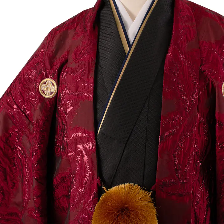 男性用袴 赤地 フリンジ ファー付き /7C29