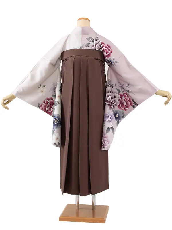 卒業袴レンタル二尺袖 くすみピンク バイカラー 牡丹 2016