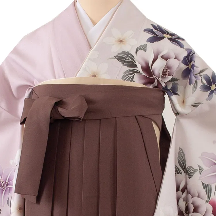 卒業袴レンタル二尺袖 くすみピンク バイカラー 牡丹 2016