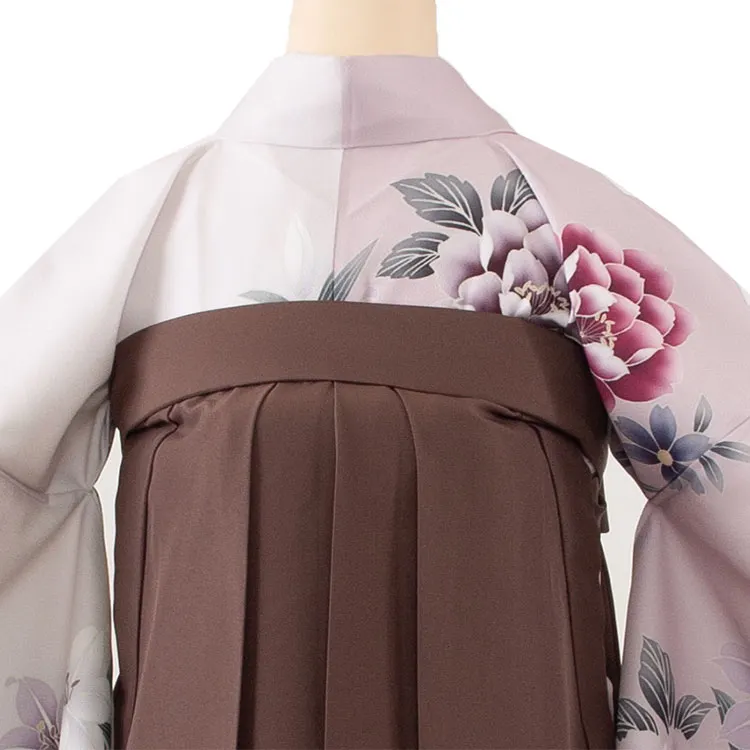 卒業袴レンタル二尺袖 くすみピンク バイカラー 牡丹 2016