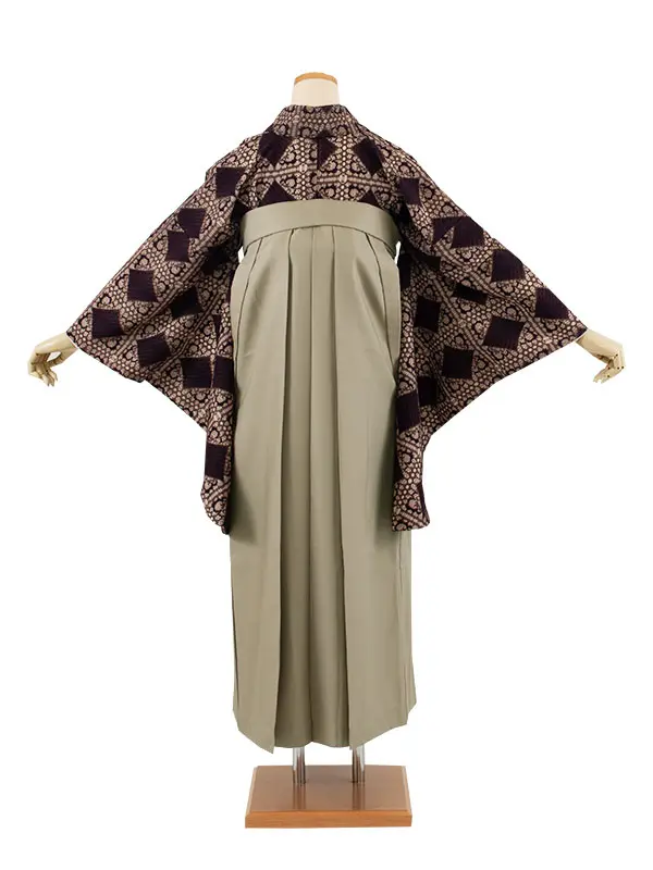 卒業袴レンタル二尺袖 ラフィネモカ ダークブラウンラティスチョコレート 2047