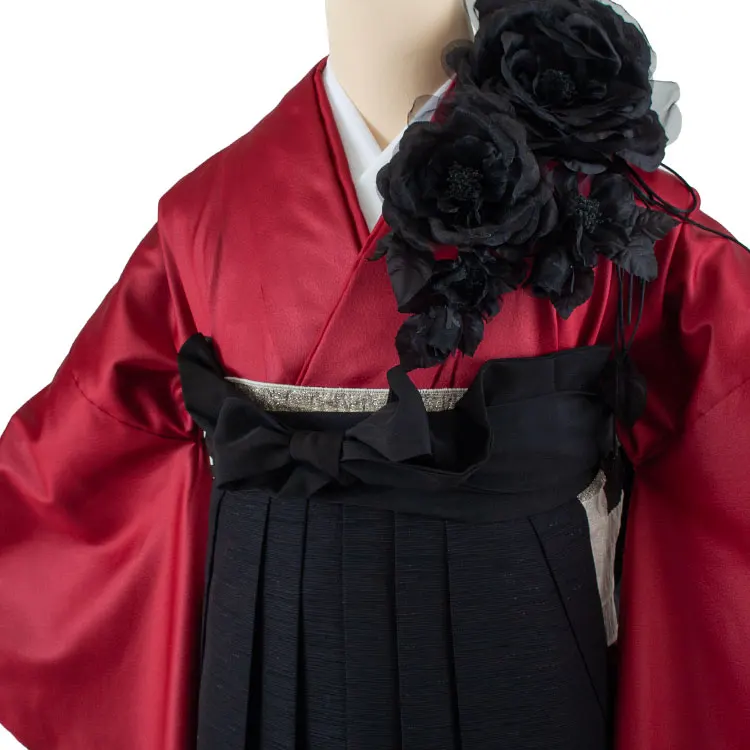 卒業袴レンタル二尺袖 ラフィネモカ ワインレッド フリル 2050