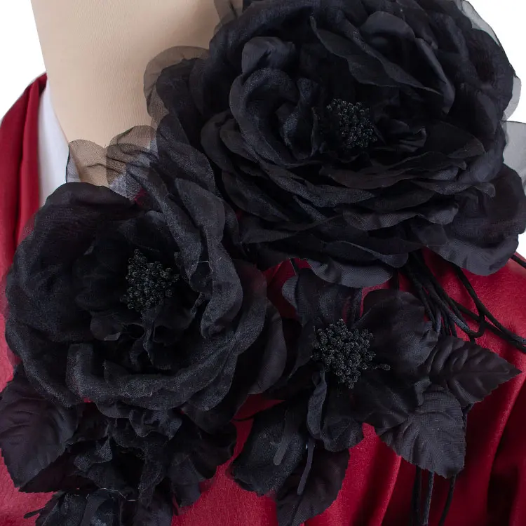 卒業袴レンタル二尺袖 ラフィネモカ ワインレッド フリル 2050